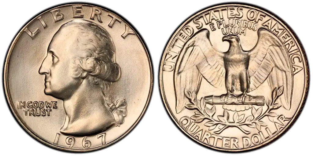 1967 Washington Quarter MS68 obverse & reverse on PCGS